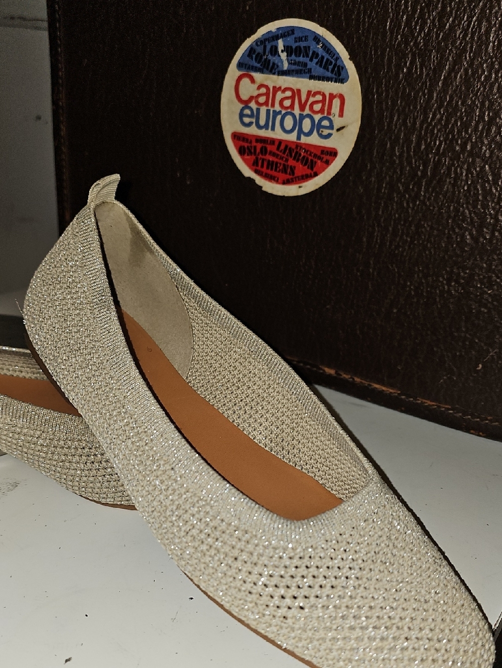 Lucky Brand Sparkle Knit Ballet Flats - Silver (See Pictures Spot On Side 1 Shoe